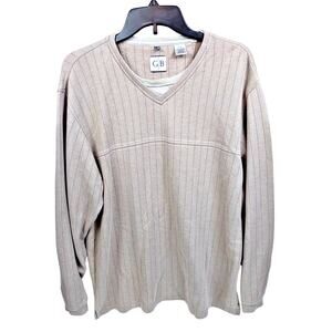 Geoffrey Beene Men's Long Sleeve V Neck Ribbed Classic Pull Over Sweater Large